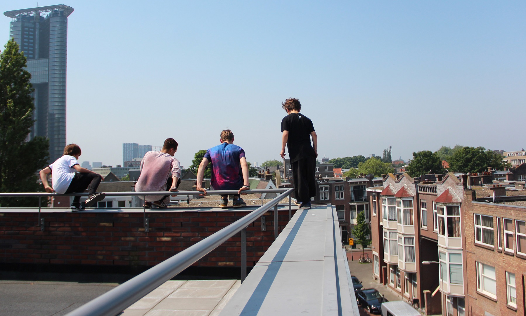 Freerunners op dak